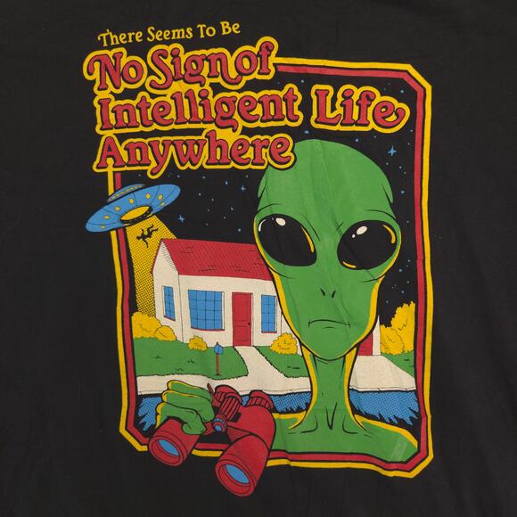 DOM Alien No Sign of Intelligent Life Anywhere T Shirt Mens Size XL Black - Picture 4 of 9
